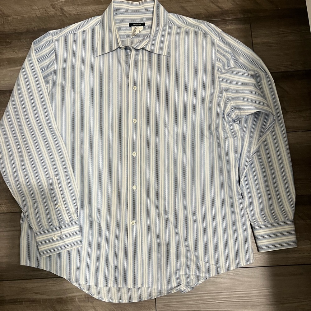 Versace Light Blue and White Striped Shirt